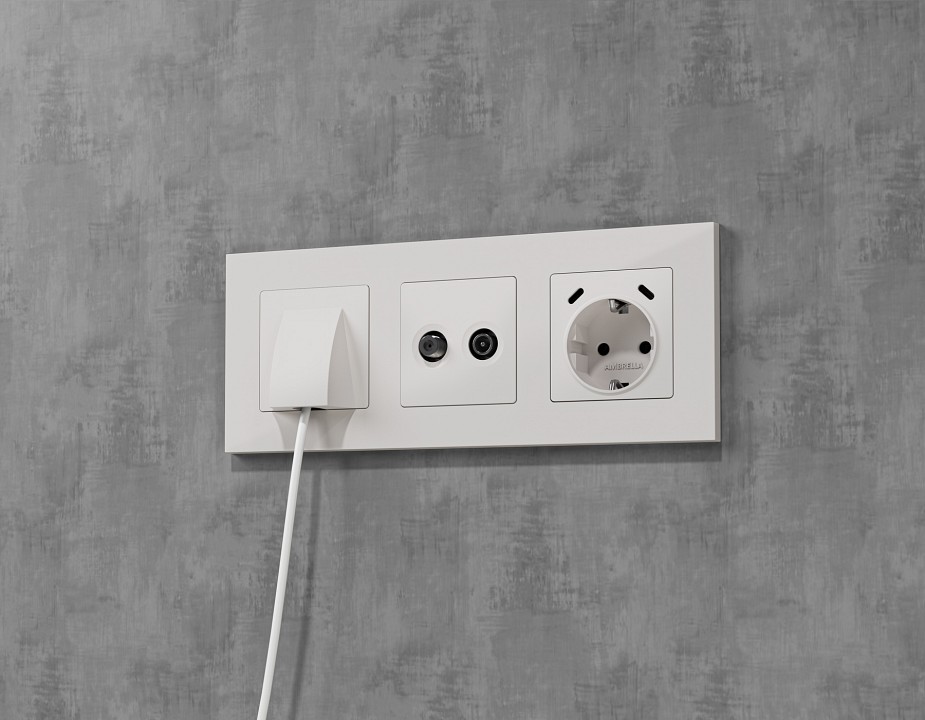 Накладка для розетки с заземлением и со шторками и 2хusb type с ambrella volt alfa ap1305