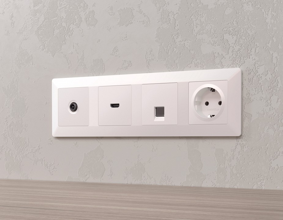 Накладка для розетки с заземлением и со шторками ambrella volt alfa ap2070