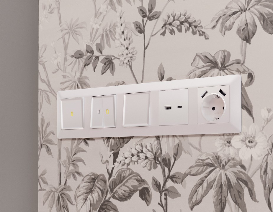 Накладка для розетки с заземлением и со шторками и 2хusb type a ambrella volt alfa ap2090