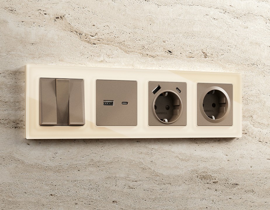 Накладка для розетки с заземлением ambrella volt alfa ap6360