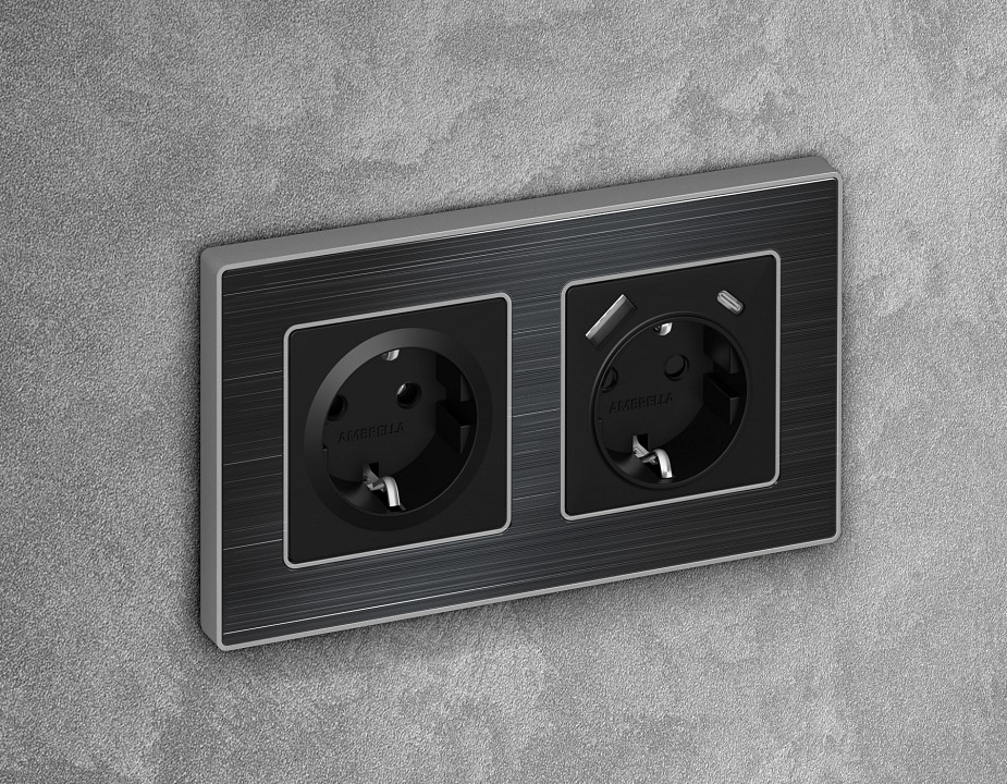 Накладка для розетки с заземлением ambrella volt alfa ap8060