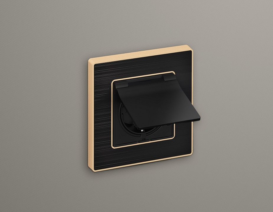 Накладка для розетки влагозащищенной с заземлением и со шторками с крышкой ambrella volt alfa ap8080