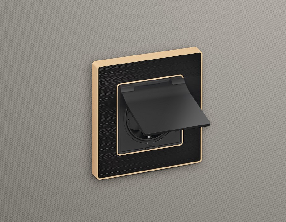 Накладка для розетки влагозащищенной с заземлением и со шторками с крышкой ambrella volt alfa ap9080