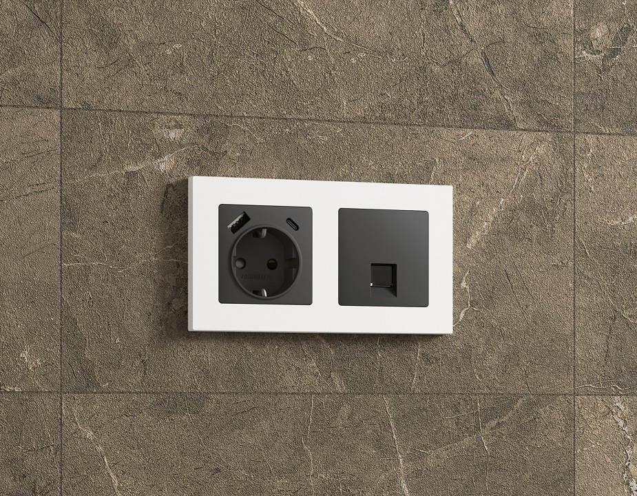 Накладка для розетки rj-11 или rj-45 ambrella volt alfa ap9120