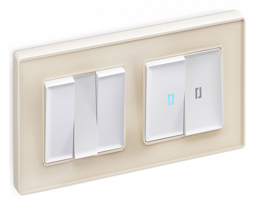 Выключатель проходной двухклавишный с подсветкой ambrella volt alfa ma124040