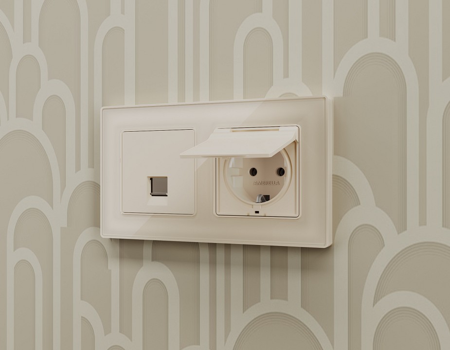 Розетка телефонная rj-11 со штрокой, Без рамки ambrella volt alfa ma332030