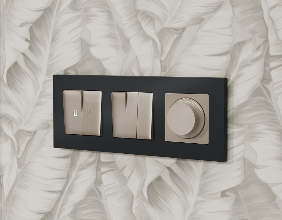 Выключатель проходной двухклавишный с подсветкой ambrella volt alfa ma364035