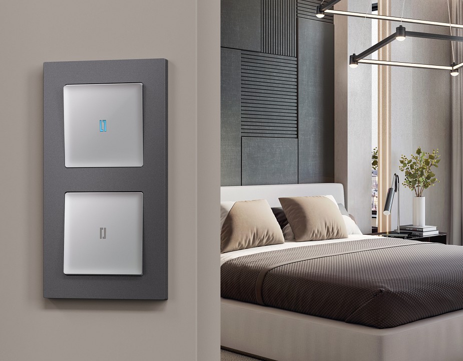 Выключатель самовозвратный одноклавишный с подсветкой, Без рамки ambrella volt ma ma402060