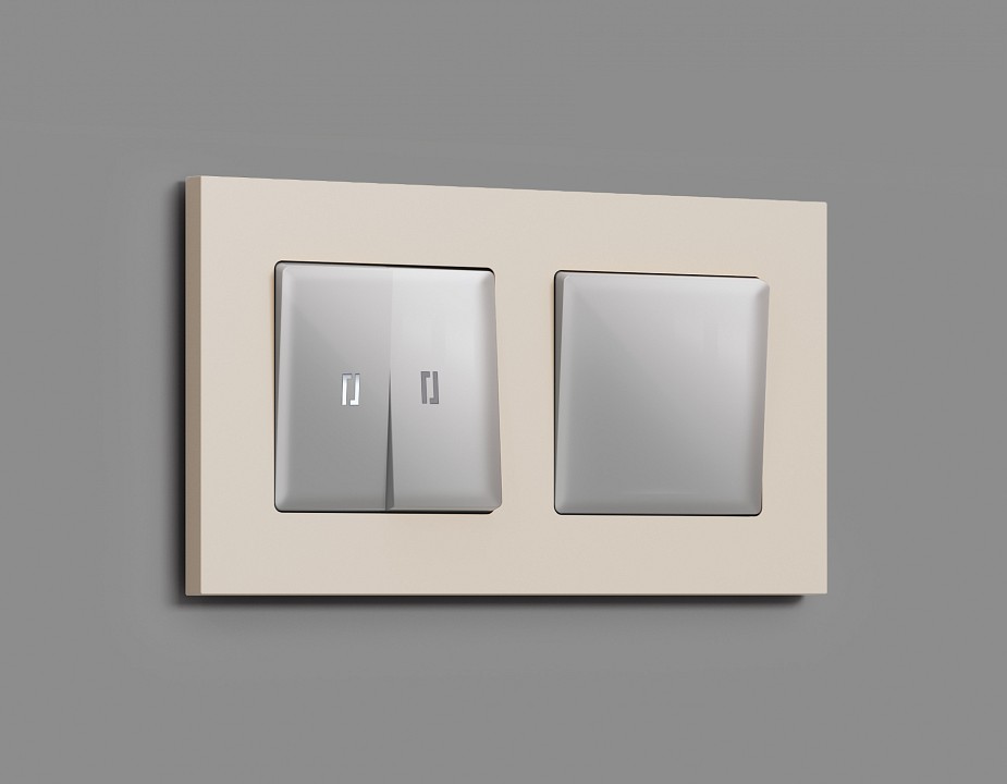 Выключатель двухклавишный с подсветкой без рамки ambrella volt alfa ma404015