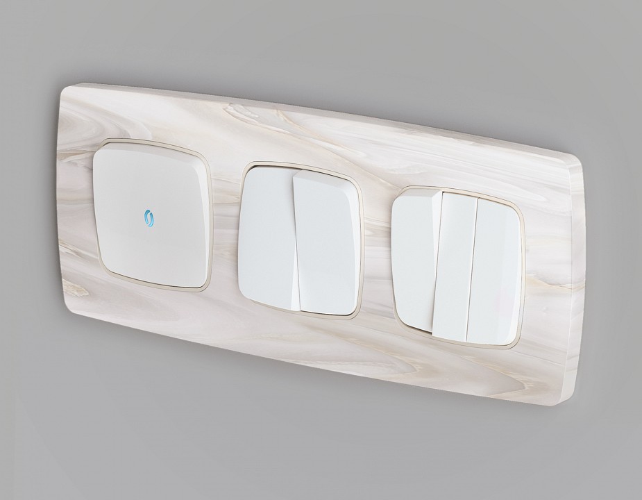 Выключатель самовозвратный двухклавишный с подсветкой, Без рамки ambrella volt mo mo122060