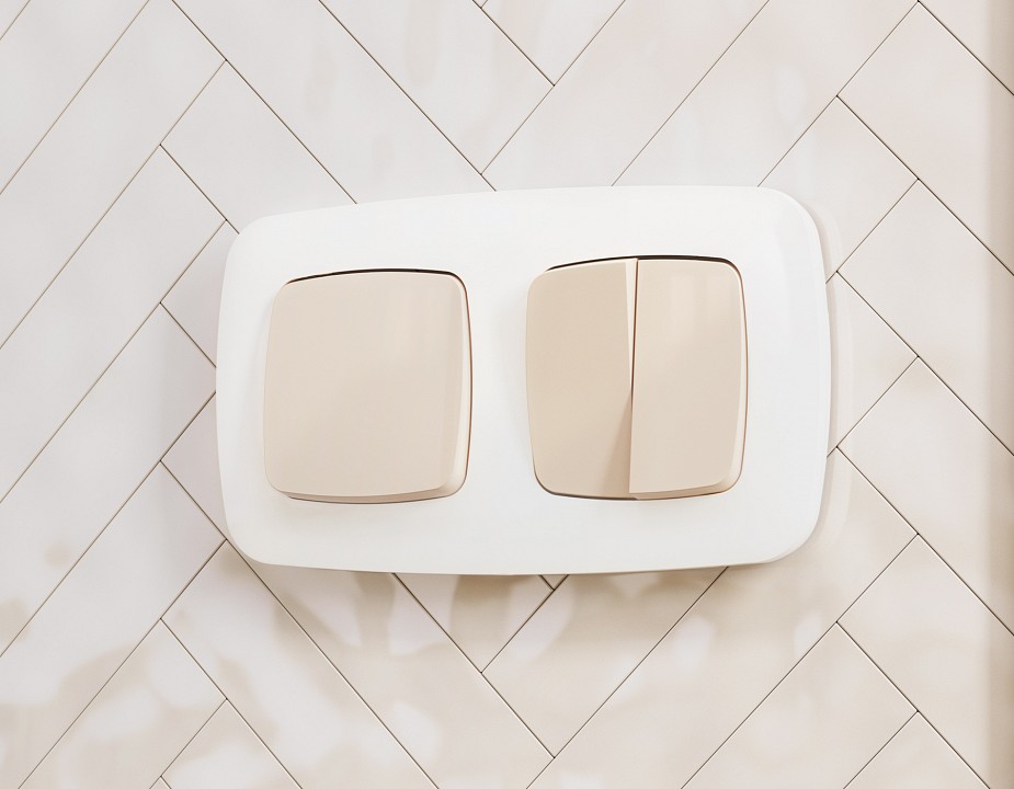 Выключатель перекрестный двухклавишный без рамки ambrella volt omega mo303030