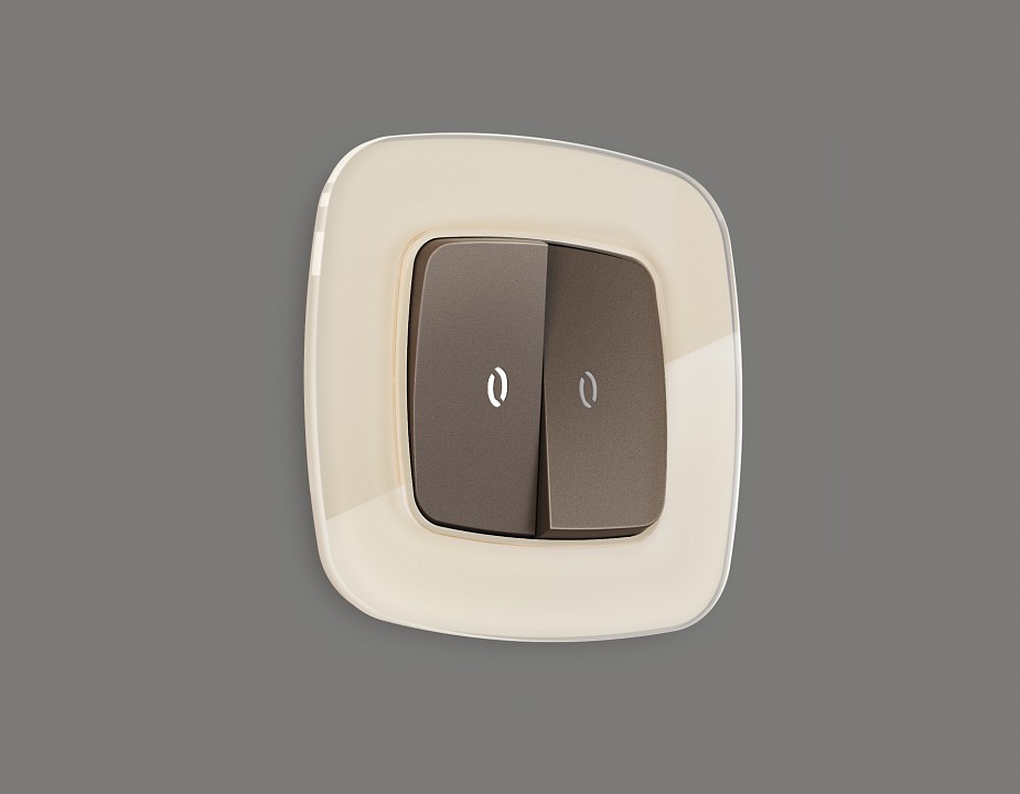 Выключатель проходной двухклавишный с подсветкой без рамки ambrella volt omega mo634035