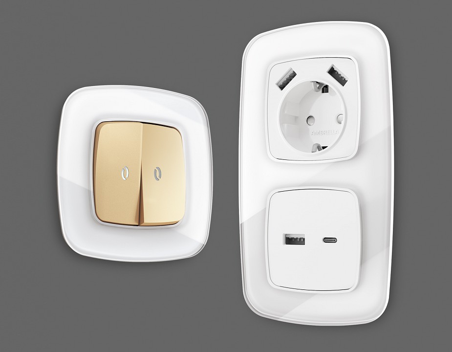 Рамка на 2 поста ambrella volt omega of320102