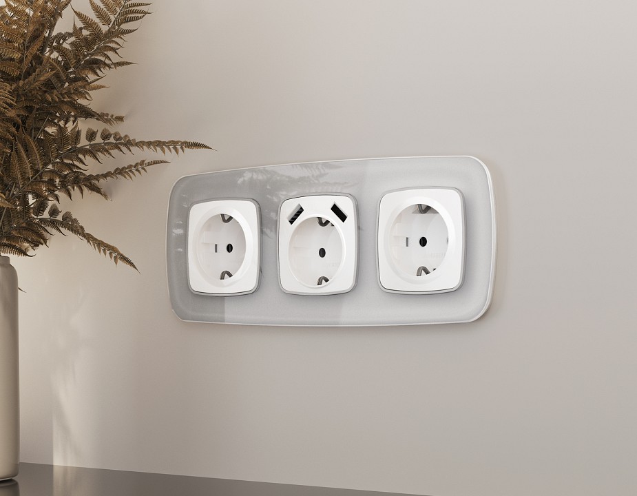 Накладка для розетки с заземлением ambrella volt omega op1060