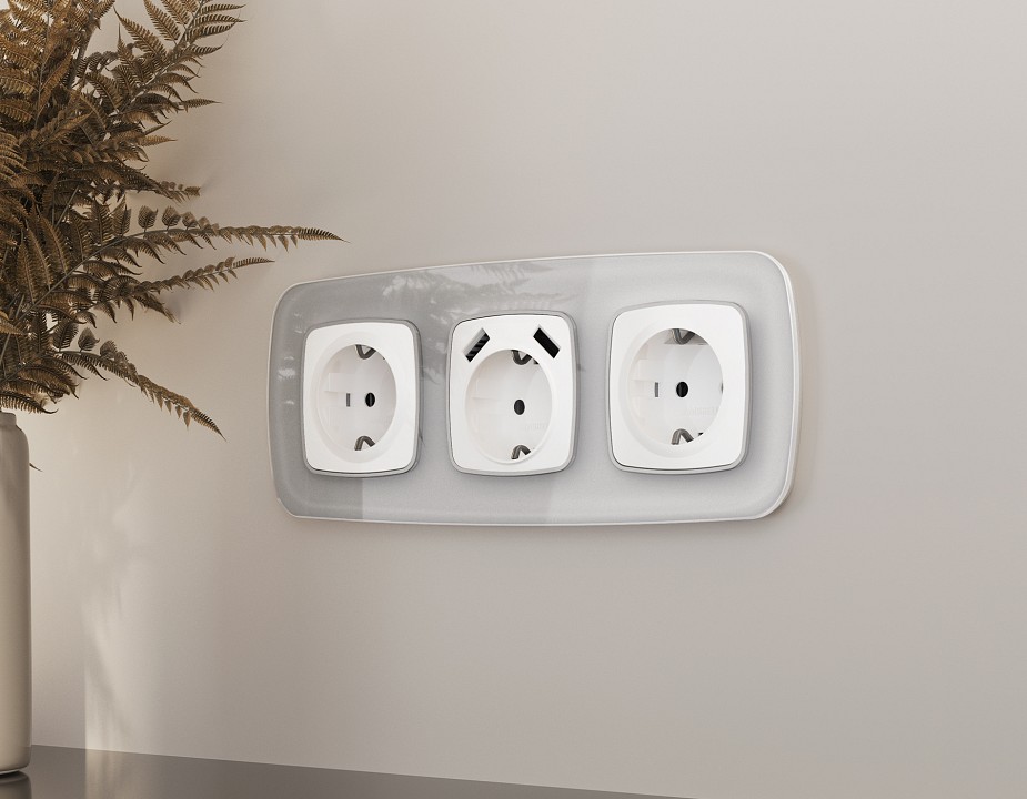 Накладка для розетки с заземлением ambrella volt omega op1260