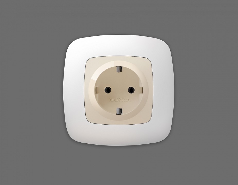 Накладка для розетки с заземлением и со шторками ambrella volt omega op3070