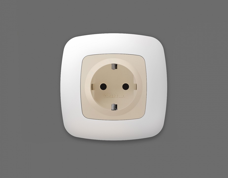 Накладка для розетки с заземлением и со шторками ambrella volt omega op3270