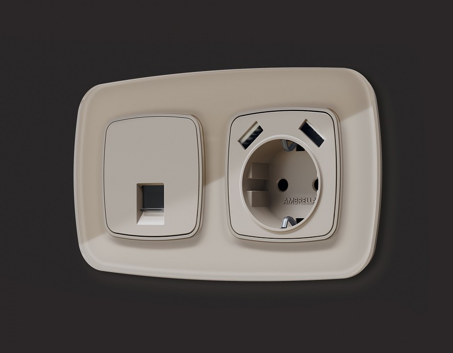 Накладка для розетки rj-11 или rj-45 ambrella volt omega op3720