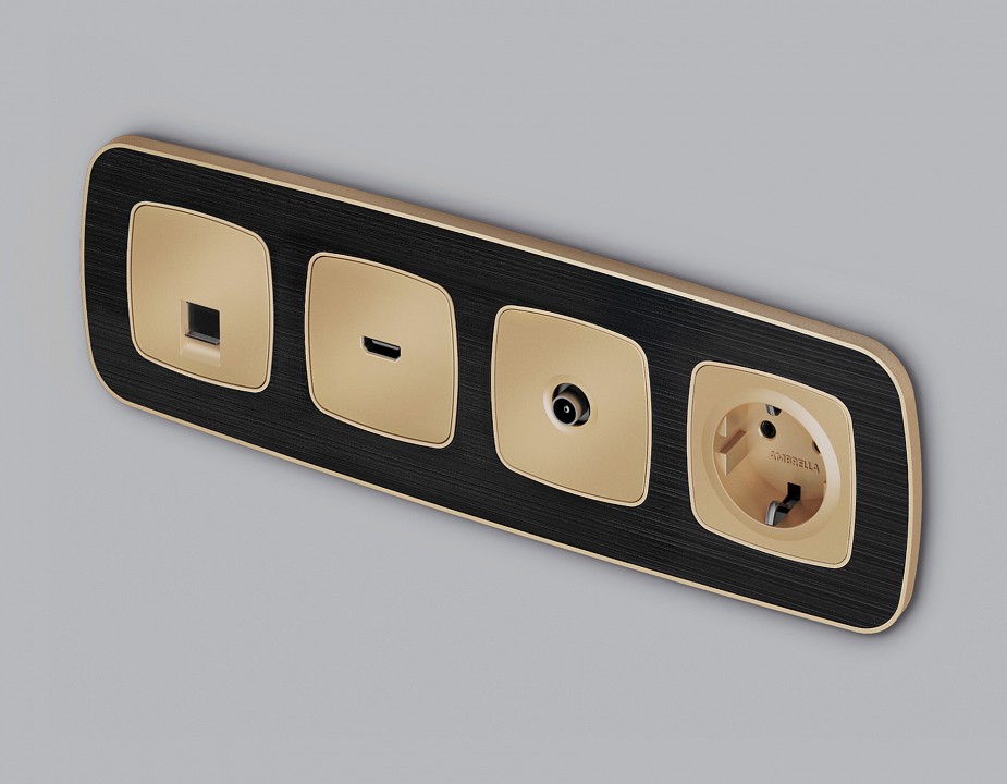 Накладка для розетки с заземлением ambrella volt omega op6060