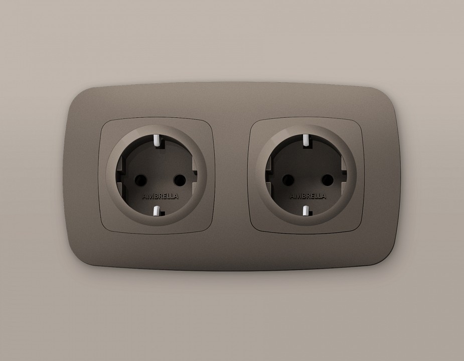 Накладка для розетки с заземлением и со шторками ambrella volt omega op6370