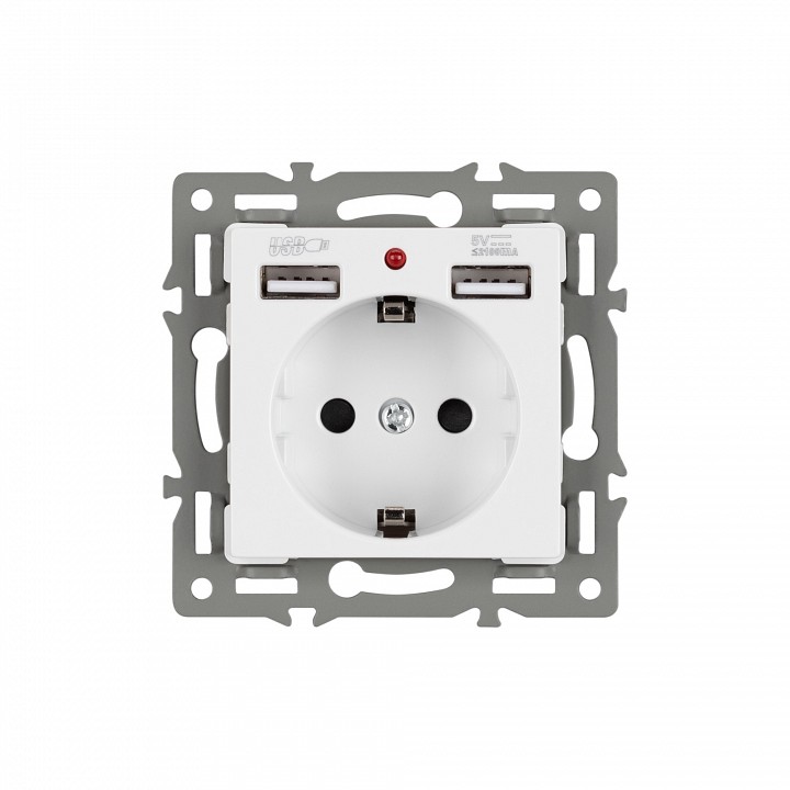 Розетка с заземлением и 2хusb type a, Без рамки arlight sct 043733