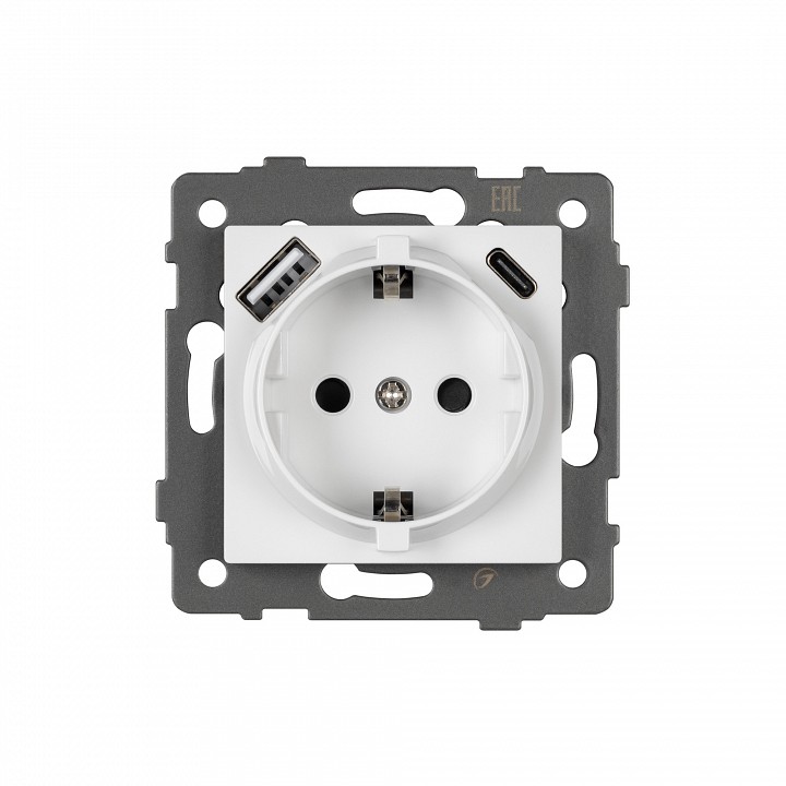 Розетка с заземлением и 2хusb type a и c, Без рамки arlight sct 049822