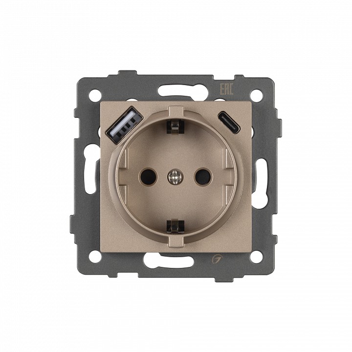 Розетка с заземлением и 2хusb type a и c, Без рамки arlight sct 049832