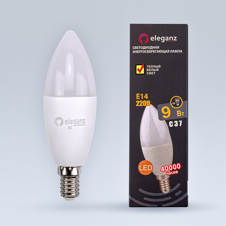 Лампа светодиодная eleganz  e14 9вт 3000k el-0080