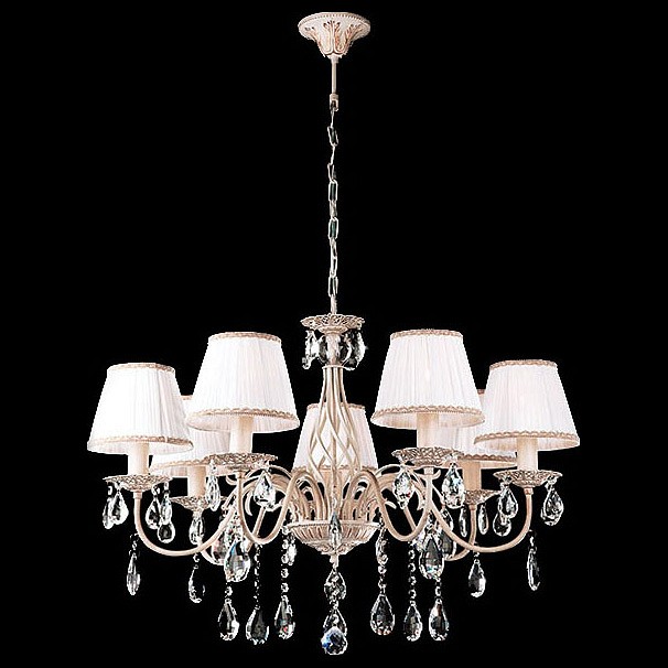 Подвесная люстра eurosvet amelia 3637/7 белый с золотом/прозрачный хрусталь strotskis