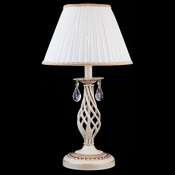 Настольная лампа декоративная eurosvet amelia 10054/1 белый с золотом/прозрачный хрусталь strotskis