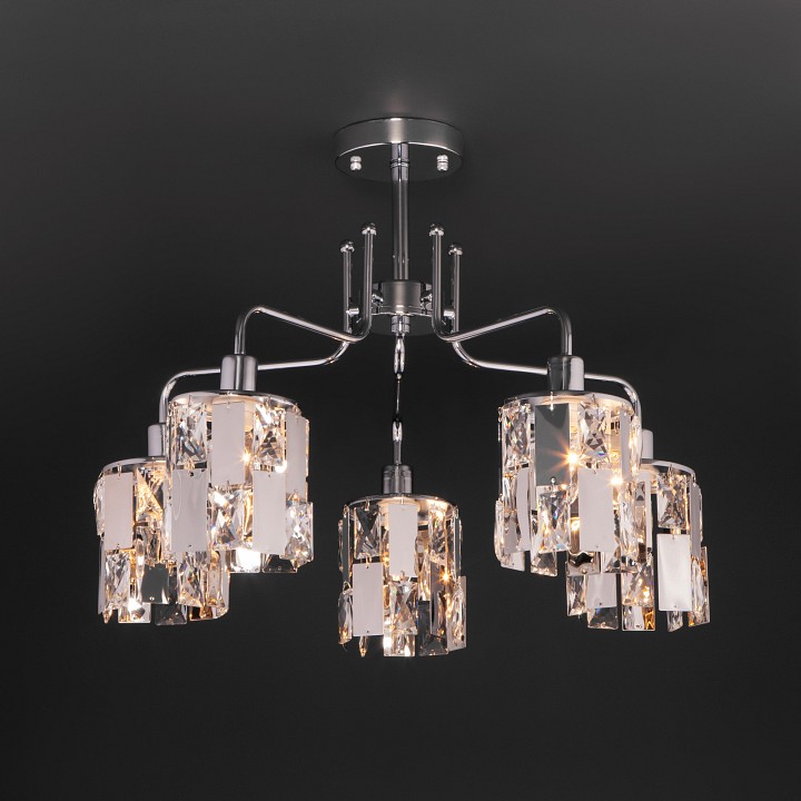 Люстра на штанге eurosvet scoppio 10101/5 хром/прозрачный хрусталь strotskis