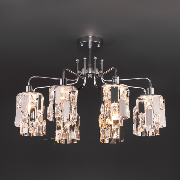 Люстра на штанге eurosvet scoppio 10101/8 хром/прозрачный хрусталь strotskis