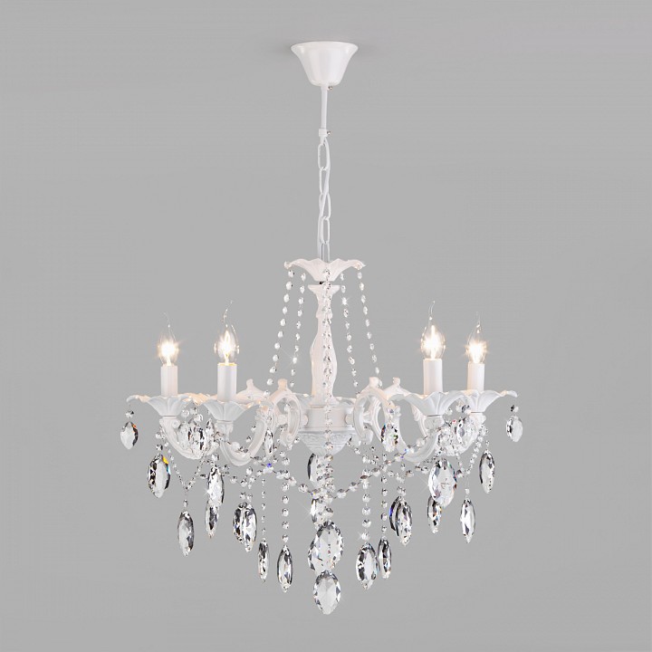 Подвесная люстра eurosvet veletta 10108/5 белый/прозрачный хрусталь strotskis