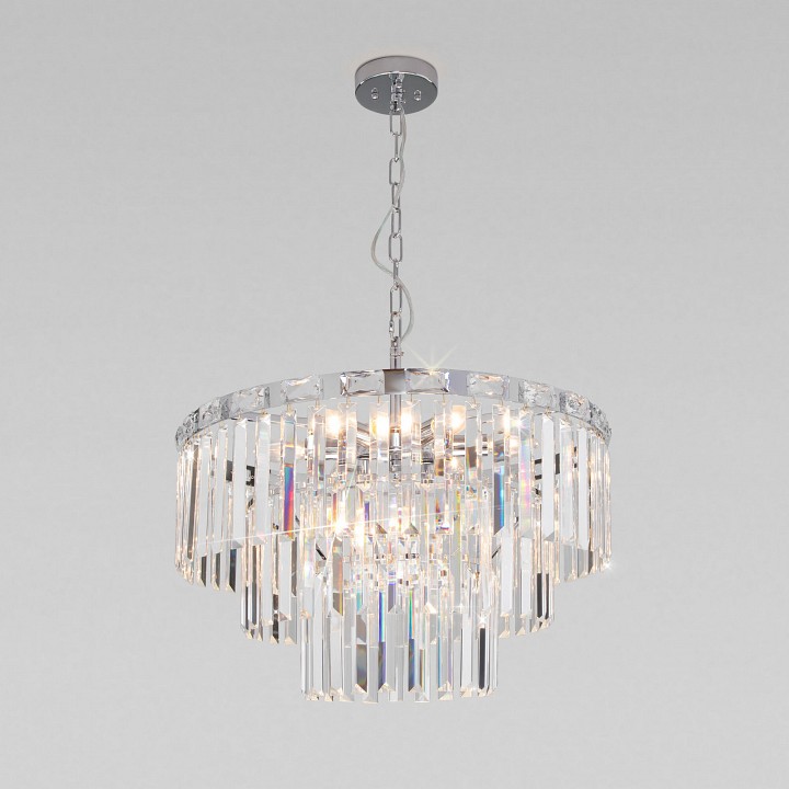 Подвесная люстра eurosvet elegante 10130/8 хром/прозрачный хрусталь strotskis
