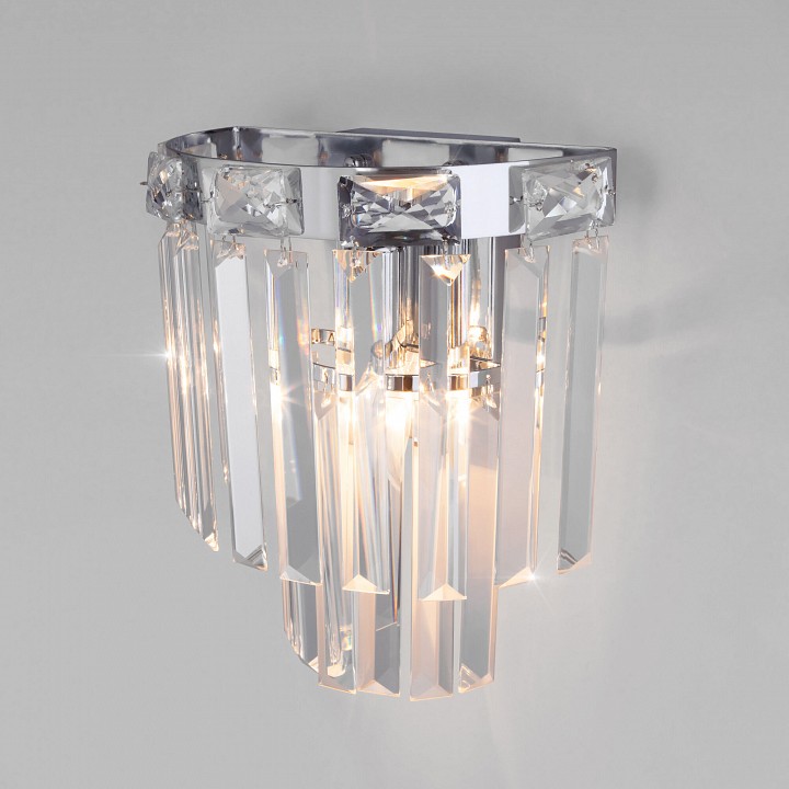 Накладной светильник eurosvet elegante 10130/1 хром/прозрачный хрусталь strotskis