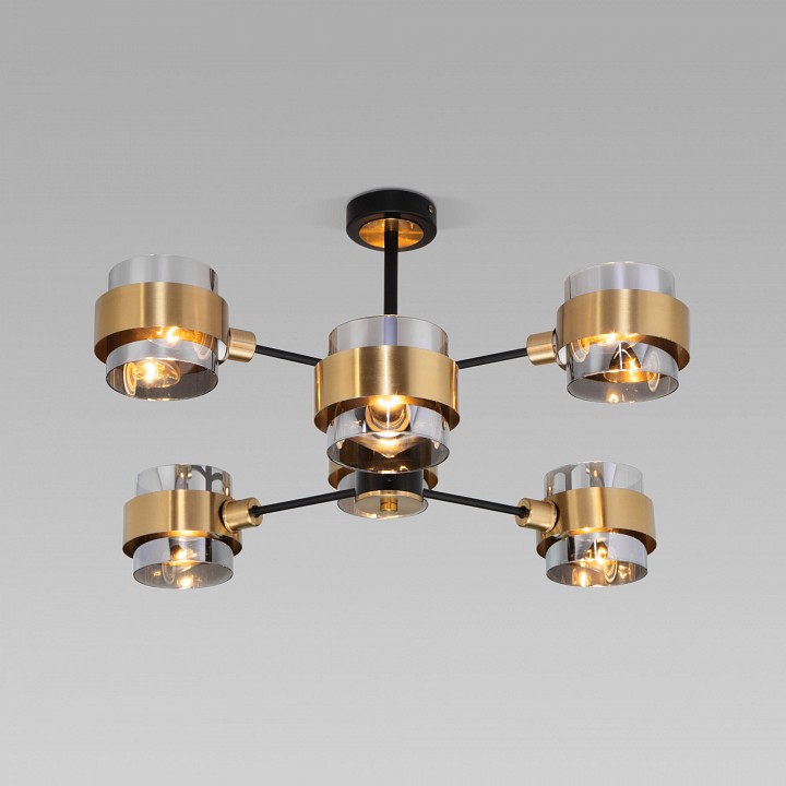 Люстра на штанге eurosvet arcada 70127/6 черный/дымчатый