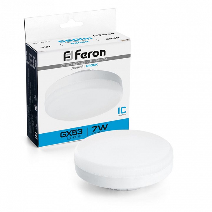 Лампа светодиодная feron  gx53 7вт 6400k 25866