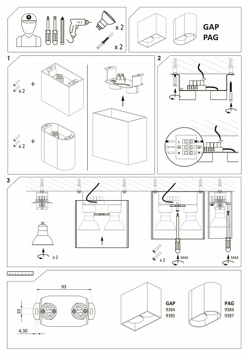 Накладной светильник nowodvorski pag 9386