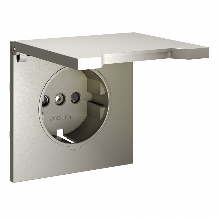 Накладка для розетки с заземлением и со шторками с крышкой voltum s70 vls000804