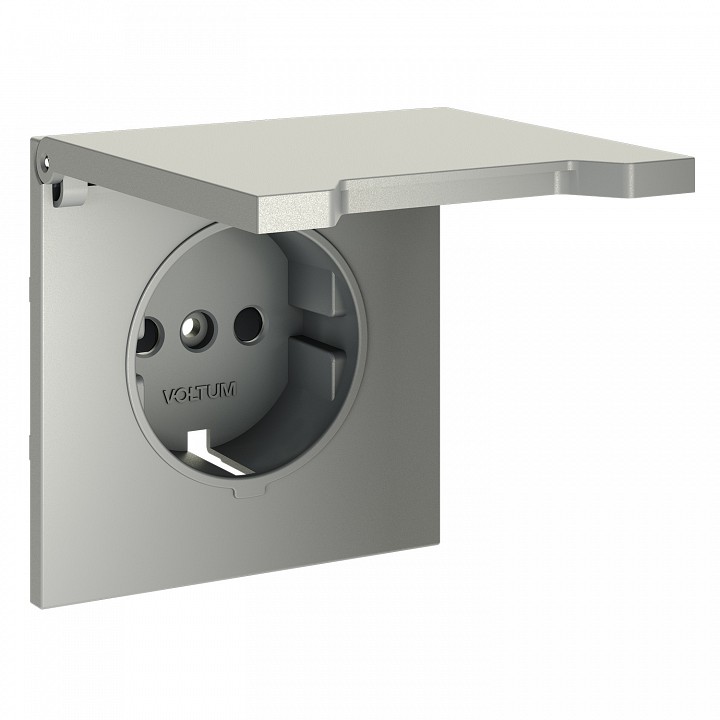 Накладка для розетки с заземлением и со шторками с крышкой voltum s70 vls000805