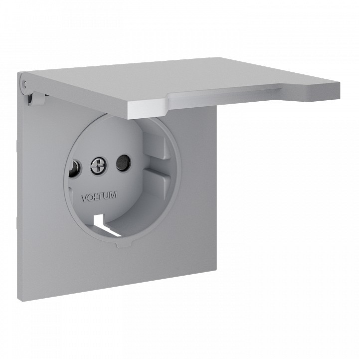 Накладка для розетки с заземлением и со шторками с крышкой voltum s70 vls000816