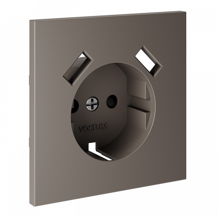 Накладка для розетки с заземлением и со шторками и 2хusb type a voltum s70 vls000914