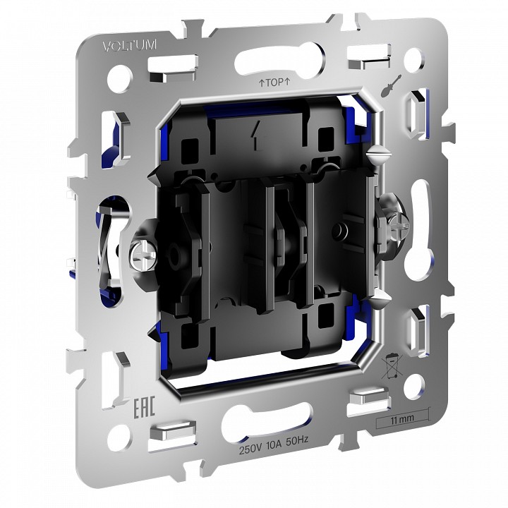 Механизм выключателя двухклавишного voltum s70 vls0201m