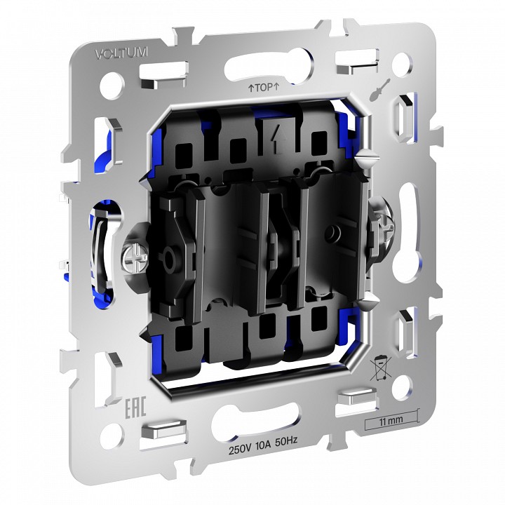 Механизм выключателя проходного двухклавишного voltum s70 vls0203m