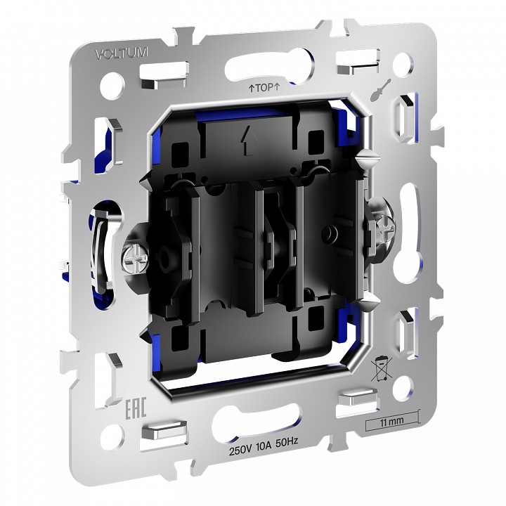 Механизм выключателя двухклавишного voltum s70 vls0206m