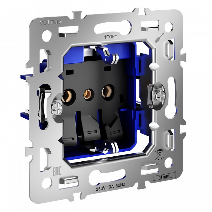 Механизм розетки с заземлением voltum s70 vls0401m