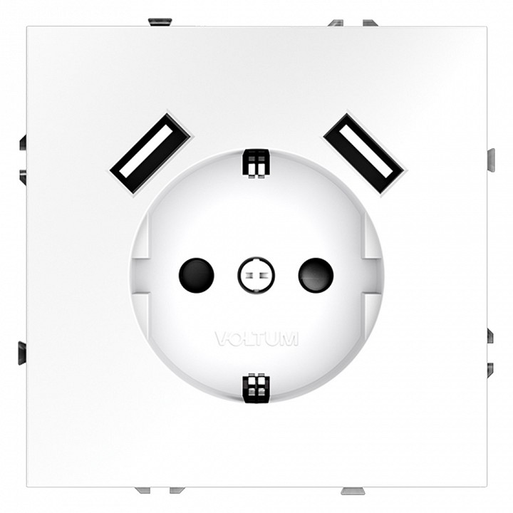 Розетка с заземлением и со шторкой и 2хusb type a, Без рамки voltum s70 vls040402