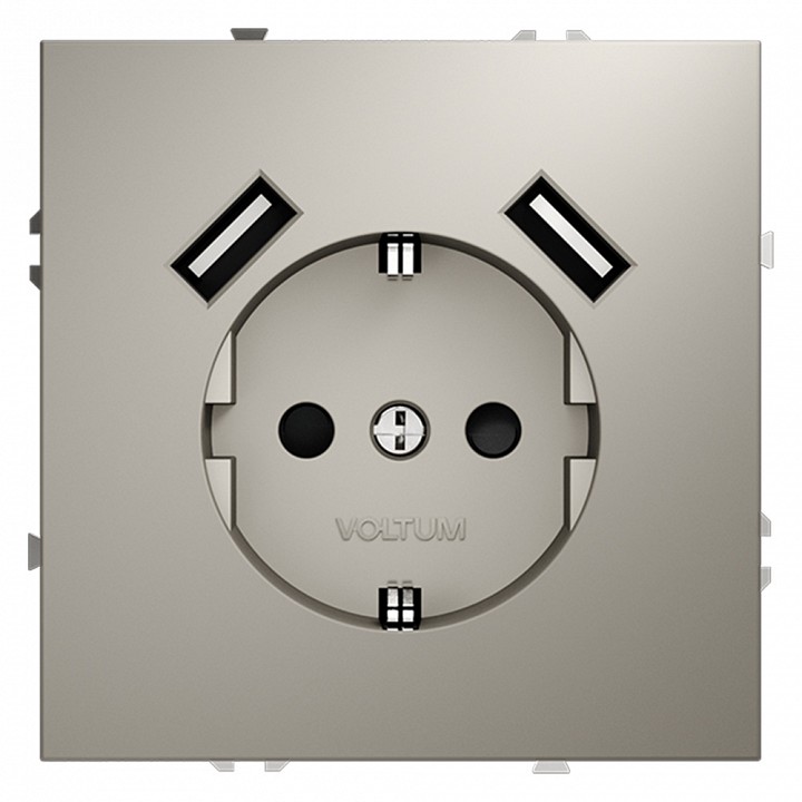Розетка с заземлением и со шторкой и 2хusb type a, Без рамки voltum s70 vls040403
