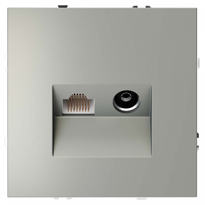 Тв-розетка и розетка ethernet rj-45 без рамки voltum s70 vls060705