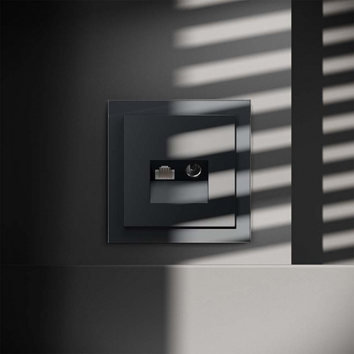 Тв-розетка и розетка ethernet rj-45 без рамки voltum s70 vls060707